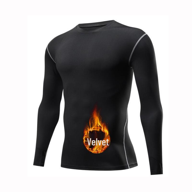Men's High-Elastic Quick-Dry Sports Tights with Velvet Warmth