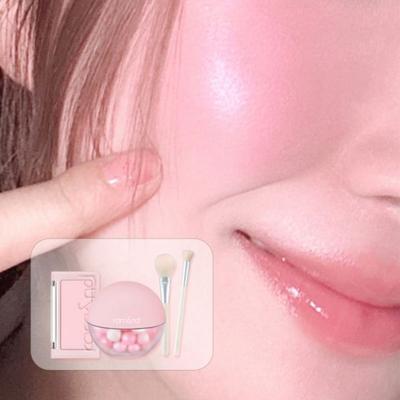 4-piece Set Rom&Sheer Bead Powder 15g+Better Than Cheek 4g+Exclusive Brush 2 Types of Finish, 01 Glimmy Veil_S01 Mango Chip | Finish Brush + Pointer