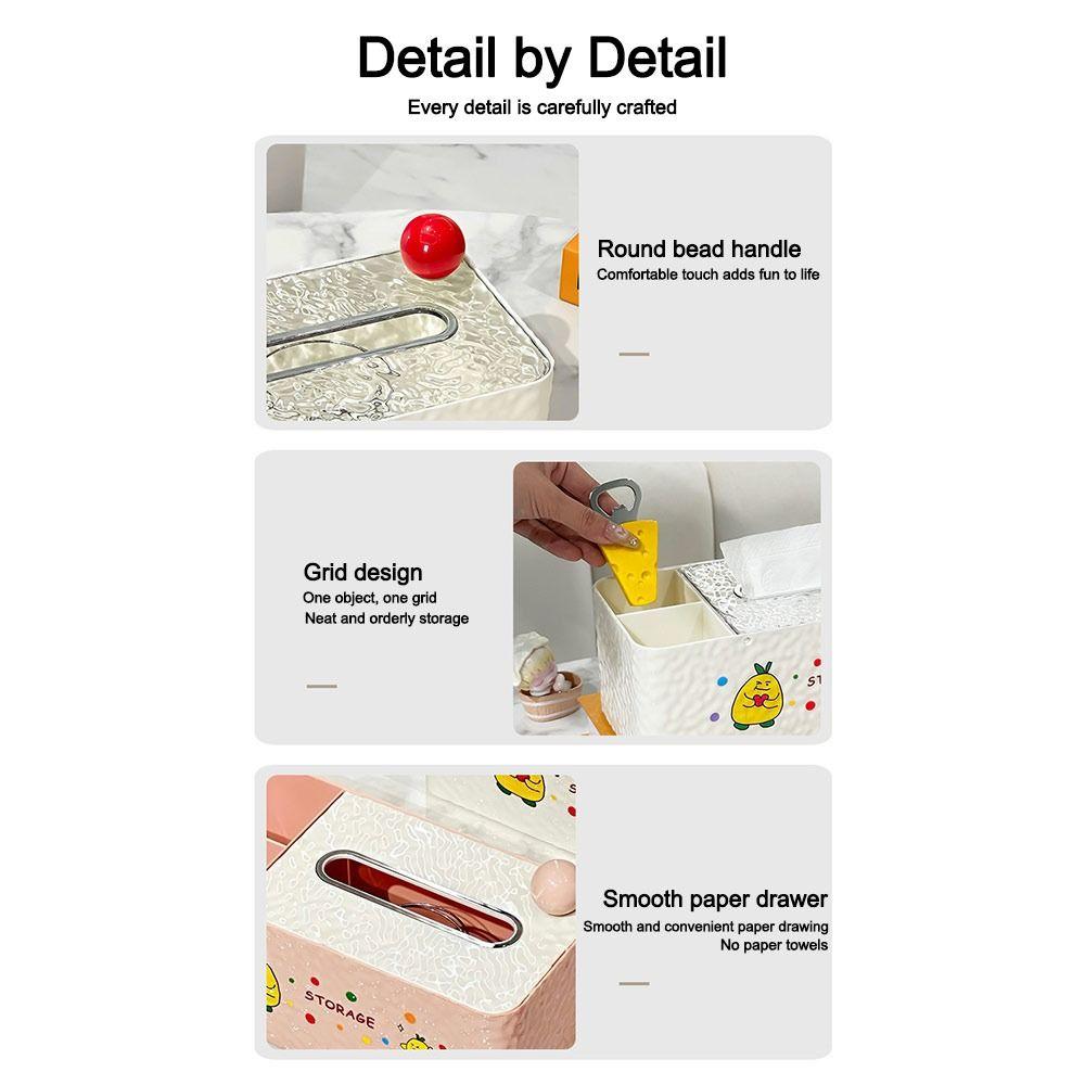Multifunctional Tissue Box Cartoon Desktop Storage Box Cute Tissue Holder Home Office