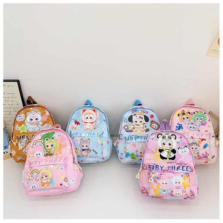 Baby Three Panda Frog Dog Capybara Animal Pattern Backpack Schoolbag Cartoon