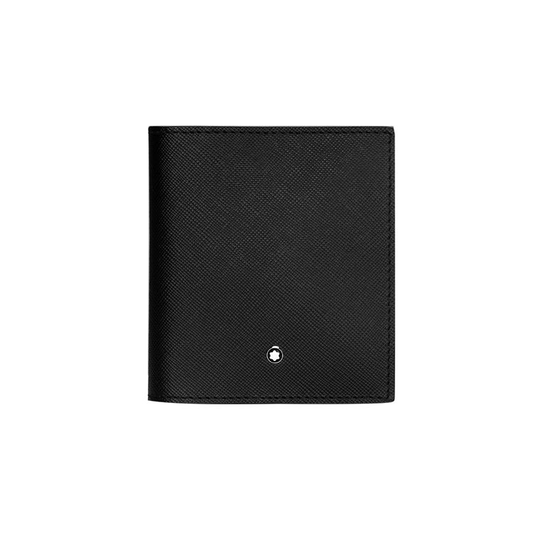 Montblanc Artisan Series Brand Logo Double Fold Leather Card Holder Men Card Holder Black 114607 Gift Set(Basic Set+Box+Shopping Bag)