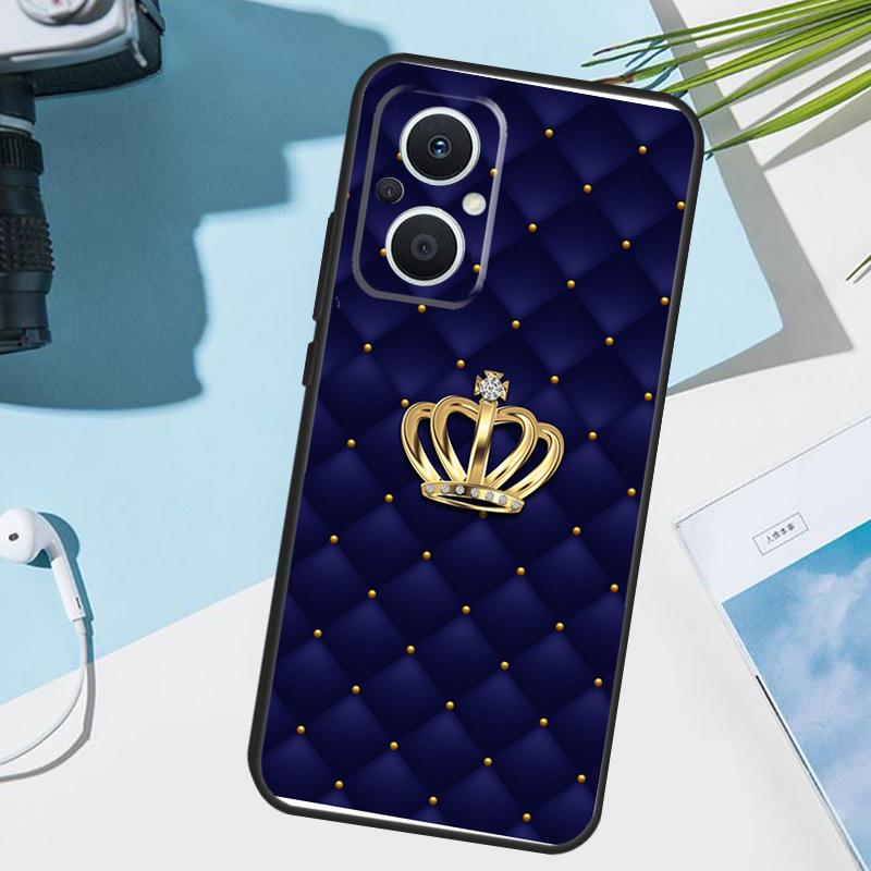 Quilted Texture Sofa Pattern Crown Case For OPPO Reno 11 12 13 13F 12F 11F 8T 7 8 10 Pro OPPO Find X8 Pro X6 X3 X5 Lite Cover