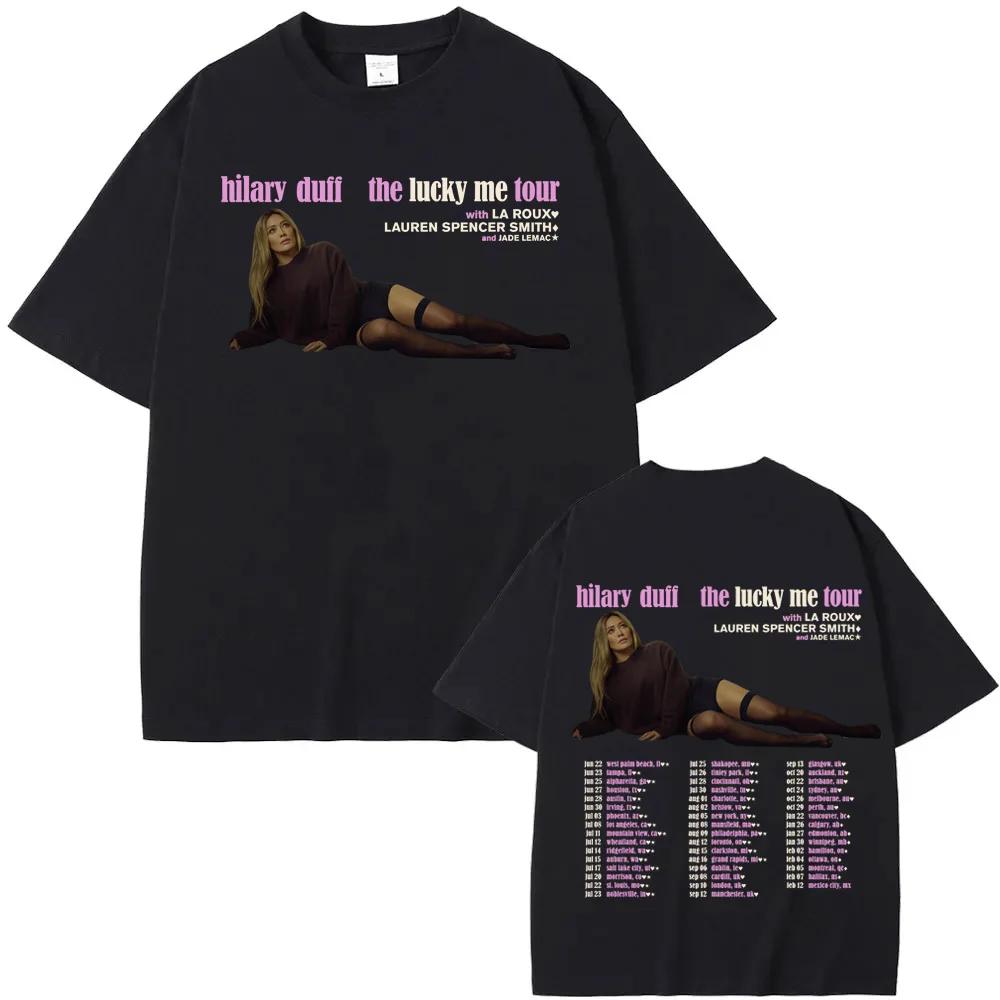 

2026 The Lucky Me Tour for T-Shirt Hilary Duff Fashion High Quality Tee-shirt Sleeve Women Men Cotton Gothic Casual Tshirt - ... S разноцветный