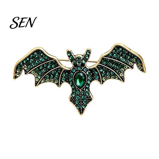 Bat Shaped Pin Halloween Rhinestone Brooch, Retro Gothic Lapel Punk Style Animal Badge Pin, Jewelry Accessory for Clothing Bags Scarves Sweaters Metal