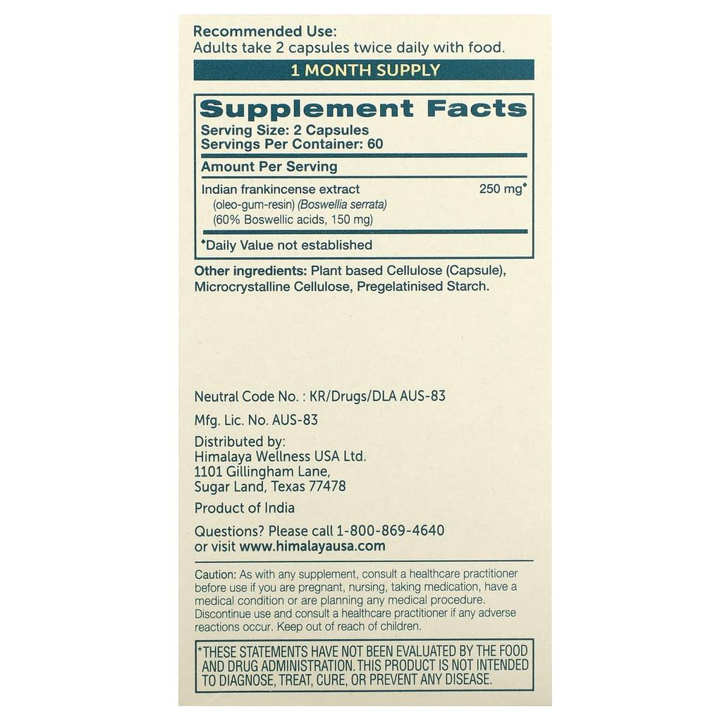 Boswellia, Veggie Capsules 120 (125Mg Per Capsule)