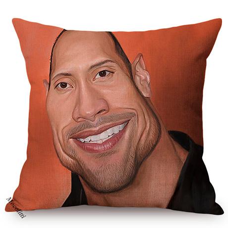 The Rock Face Dwayne Portrait Sofa Cushion Cover American Actor Johnson Pattern Decorative Cotton Linen Throw Pillow Case