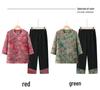 Elegant Spring/Summer Printed Two-Piece Set: Seven-Sleeve Shirt & Pants for Elderly Women