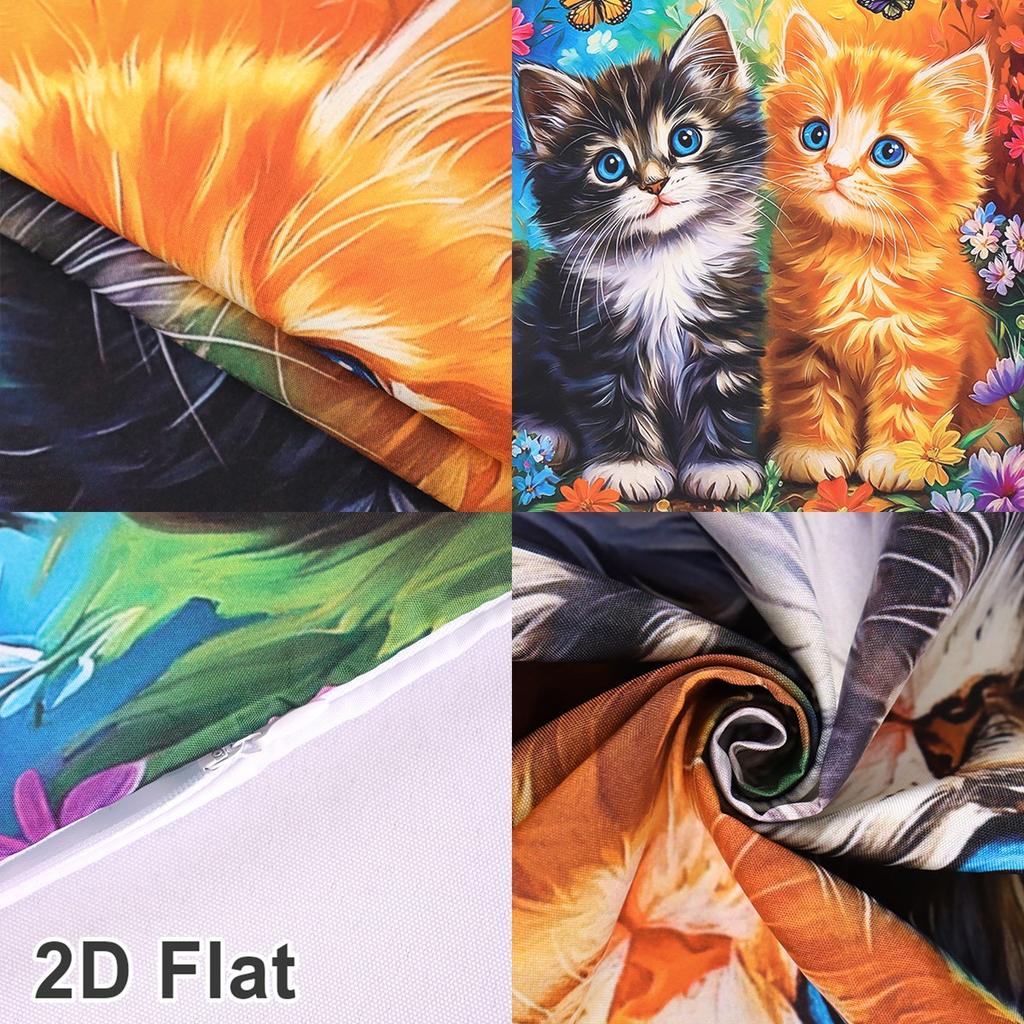 4pcs Cartoon Cat Pillowcase, Cute Cat Flower Design Polyester Cushion Cover, Home Decor for Living Room Couch Bed Sofa