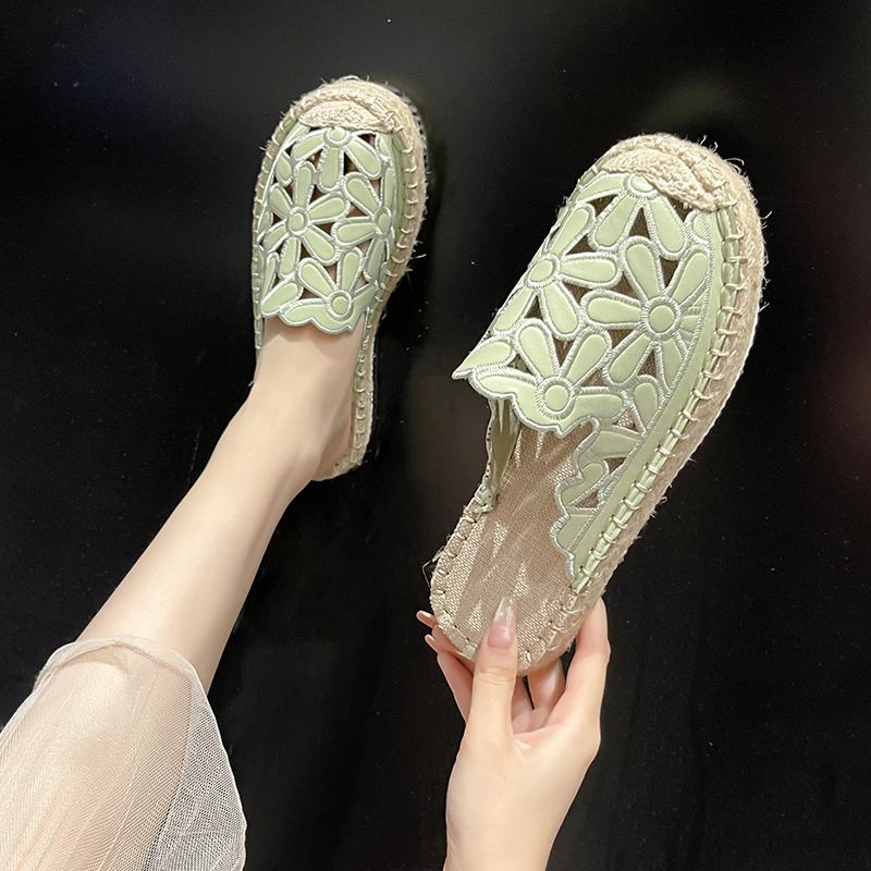 

Fashion Women Platform Flats Slippers Flower Sandals Mules Shoes Casual Slingback 2025 Trend Beach Dress Flip Flops Summer Slides Mujer 40 светло-зеленый