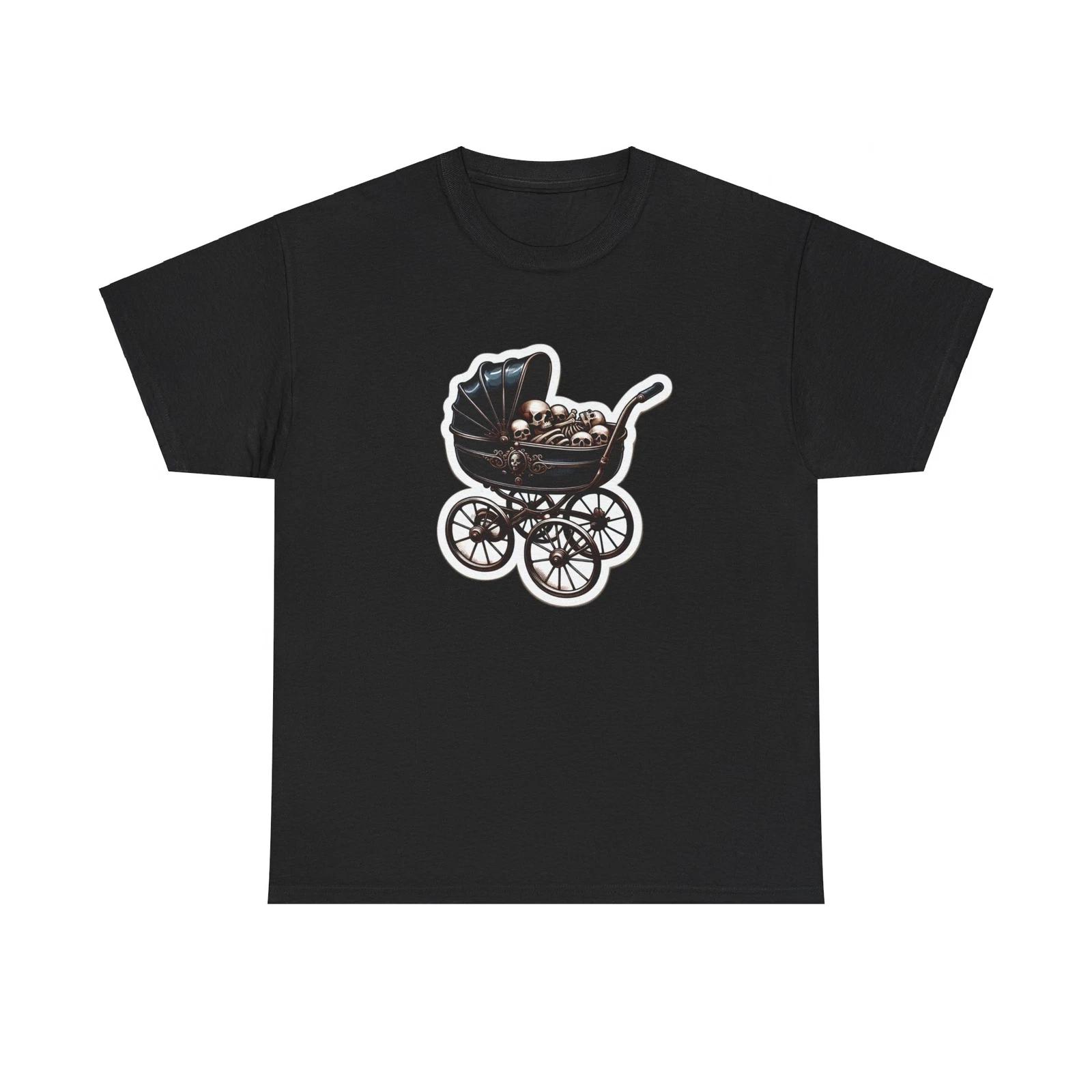 

Unisex Adult T Shirt Vintage Style Macabre Bones Pram Stroller Dark Humor Goth 4XL