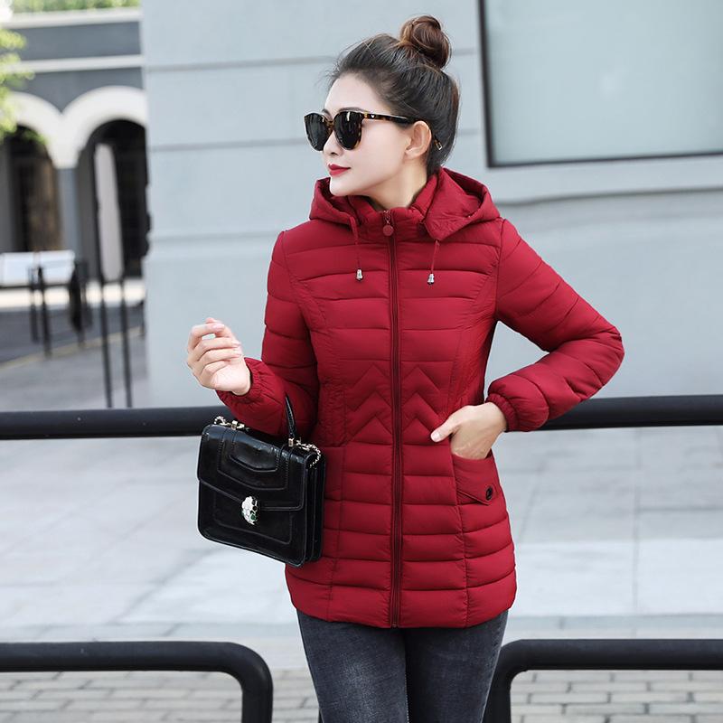 Kurz Lang Winter Neu Koreanische Version Kapuze Verdickt Gepolsterte Jacke Vielseitige Pelzkragen Gepolsterte Jacke