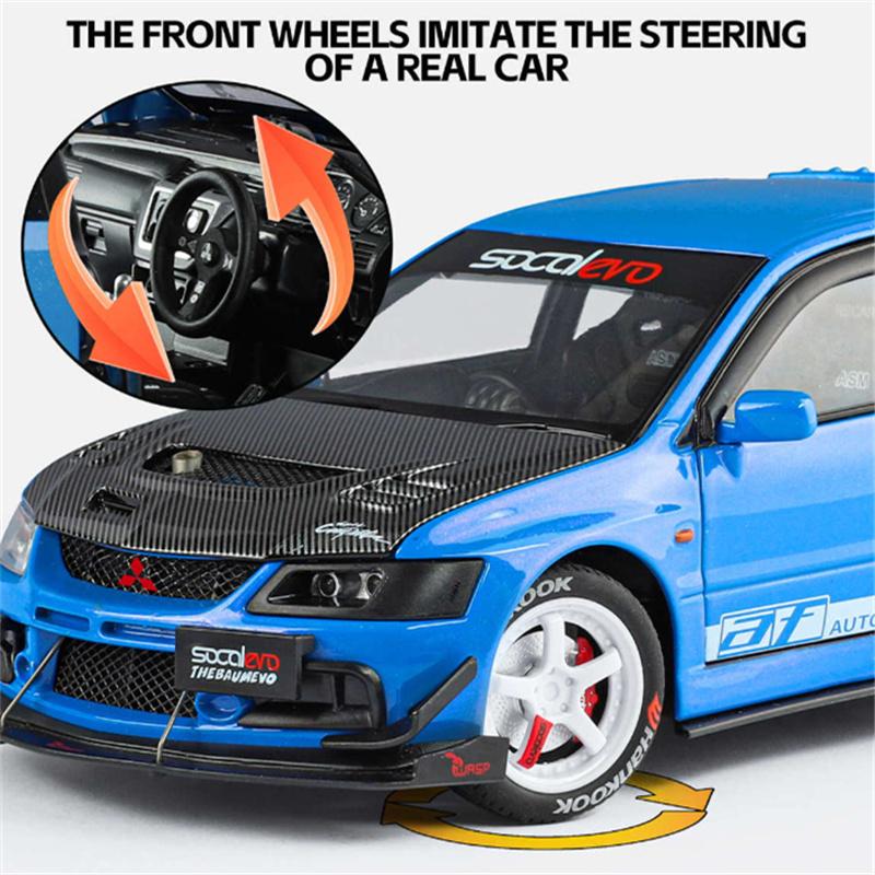 1:24 Mitsubishis Lancer Evolution 9 Alloy Sports Car Model Metal Modified Track Racing Vehicles Car Model Sound Light Kids Gifts