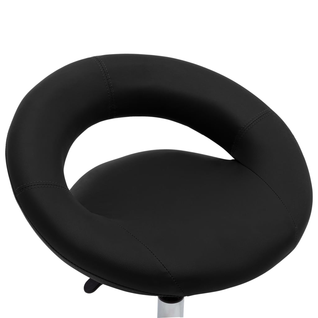 Rolling Work Stool Black Synthetic Leather