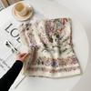 New cotton and linen scarf women's autumn high-end flower and bird printing silk scarf soft and thin shawl headscarf
