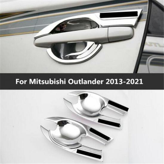 Chrome Exterior Door Handle Bowl Cover Trim For Mitsubishi Outlander 2013-2021