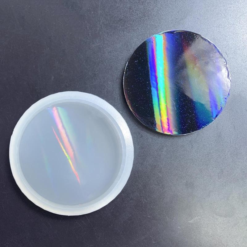 Holographic Resin Molds Silicone,Resin Coaster Molds Round Coaster Molds for Resin Casting,Epoxy Resin Mold for Cups Mat