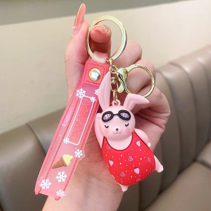 Soft Adorable Rubber Keychain Cute Cartoon Animal Key Ring For Cars Bags And