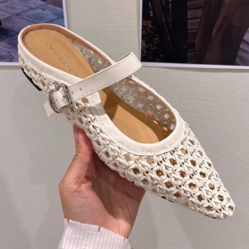 Women'sfashion Weavebreathable Comfortable Women's Flats Casual Outdoor Women's Everything Muller Shoes Large Size 35-42 Sandals