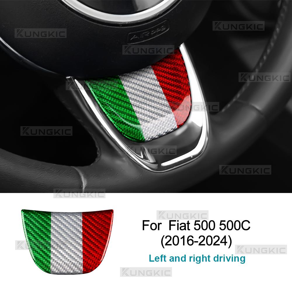Carbon Fiber Steering Wheel Cover for Fiat 500/500C 2016 2017 2018 2019 2020 2021 2022 2023 2024