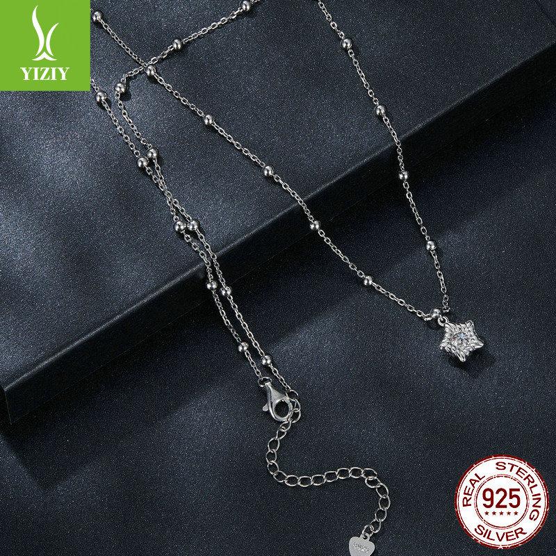 Shining Star Light 50 Points Moissanite Necklace, Simple Shining Star S925 Sterling Silver Collarbone Chain
