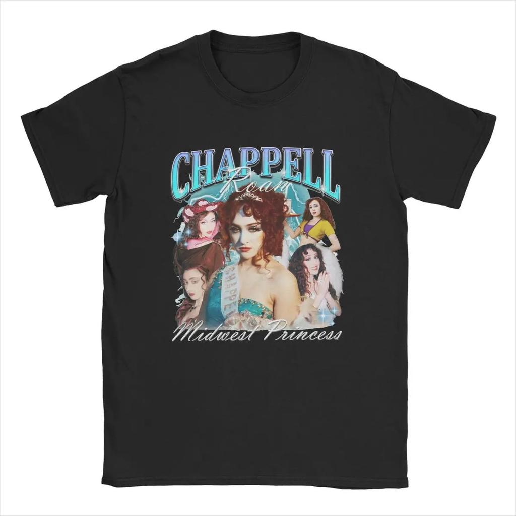 Novelty Chappell Roan Midwest Princess T-Shirts for Men Round Neck 100% Cotton T Shirts Cool Singer Short Sleeve Tees Summer