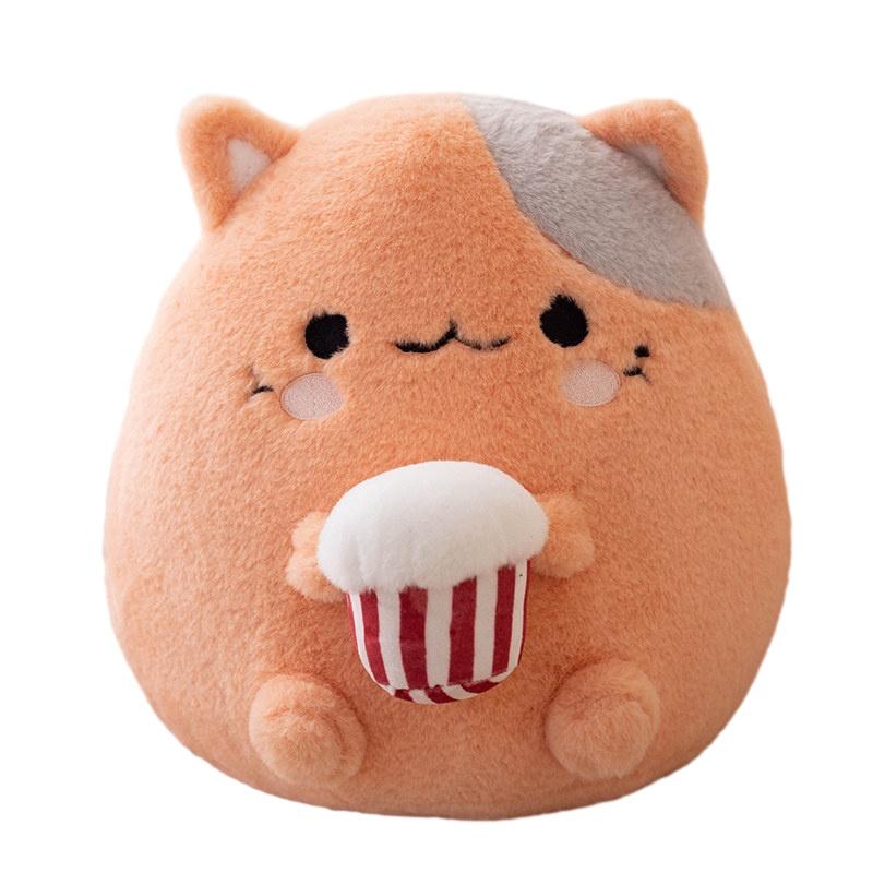 Милая мультяшная корова кошка плюшевая игрушка подушка мягкая набивная кукла клубничный декор 32 см высота оранжевый