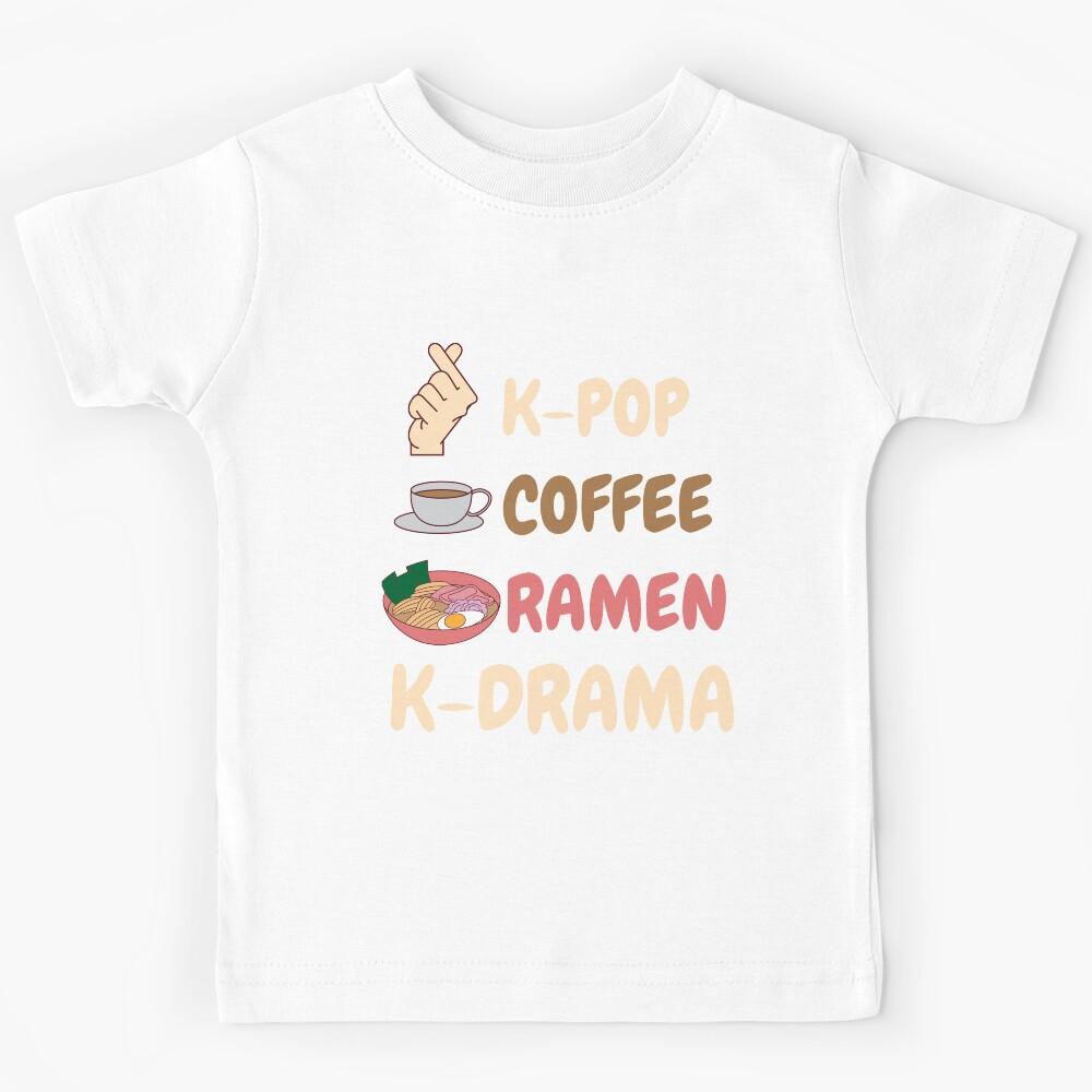 K-Pop Coffee Ramen K-Drama Kids T-Shirt 170