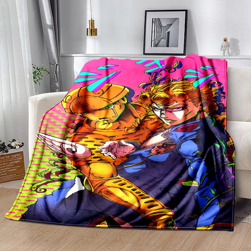 1pc Blanket JoJo's Bizarre Adventure Print Design, Lightweight Blanket for Sofa, Bed- Soft &Warm, Gift for All Seasons like Christmas, Halloween