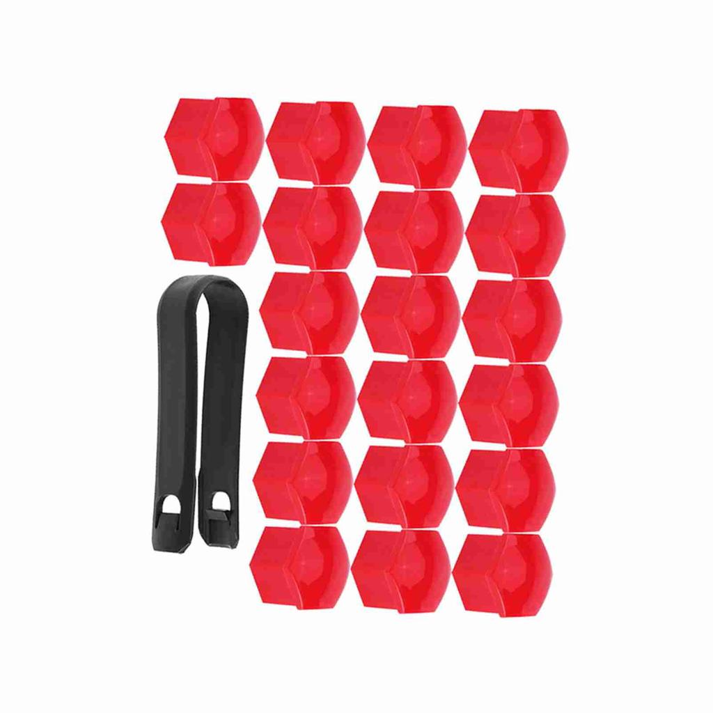 20Pcs Wheel Hub Covers Lug Nut Bolt Screw Cover Tyre Protection Cap Universal Red