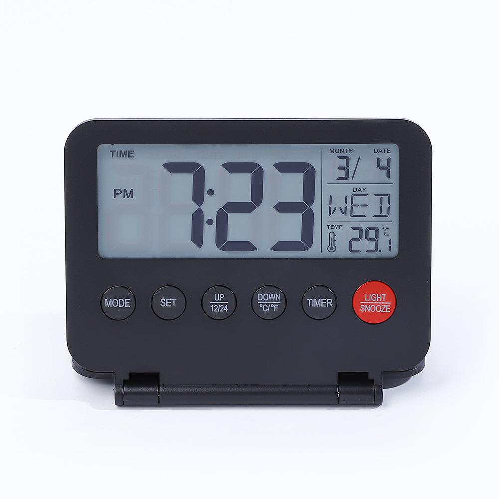 Ultra-Thin Multi-Functional Travel Alarm Clock with Light, Flip Design, Model 035