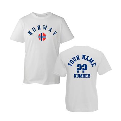 T-shirt Norvegia Personalizzata Il Tuo Nome e Numero Supporto Paese Maglietta Top Regalo Uomo