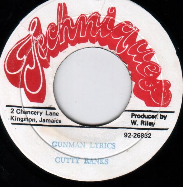 

7inch Record CUTTY RANKS Gunman Lyrics Gunman Lyrics Vers NONE Techniques Jamaica Reggae Ska Dub Used