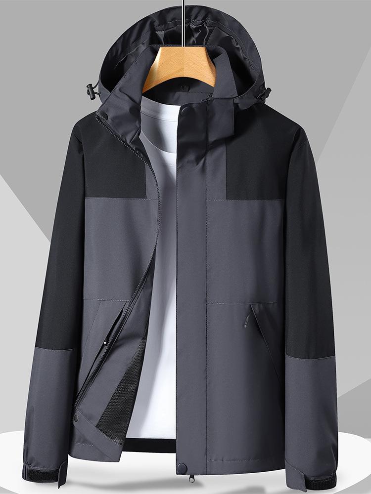 Autumn Waterproof Windproof Hooded Jacket - Unisex Color Block Thin Mountaineering Outerwear