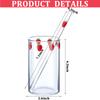 300Ml Glass Milk Bottle With Straw, Cute Reusable Strawberry Fruit Cups Clear Gl