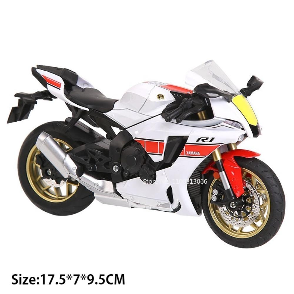 1:12 סגסוגת R1 R3 דגמי אופנועים צעצועים מכוניות סגסוגת גלגל היגוי אופנוע מיניאטורי אור צליל כלי רכב קישוט שולחן