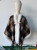 Elegant Women's Floral Ink Wash Shawl - Soft Cashmere Feel, Tassel Detail Cape