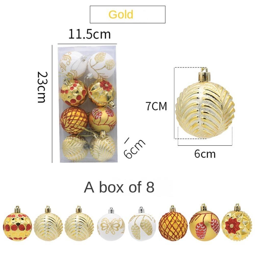 8PCS/Box Electroplated Painted Ball Christmas Tree Ornament Christmas Decorations