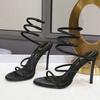 Fashion Stunning Pink Rhinestone - Embellished High Heels: Snake - Like Wrap - Around Design for A Sexy Look, Perfect for Special Events