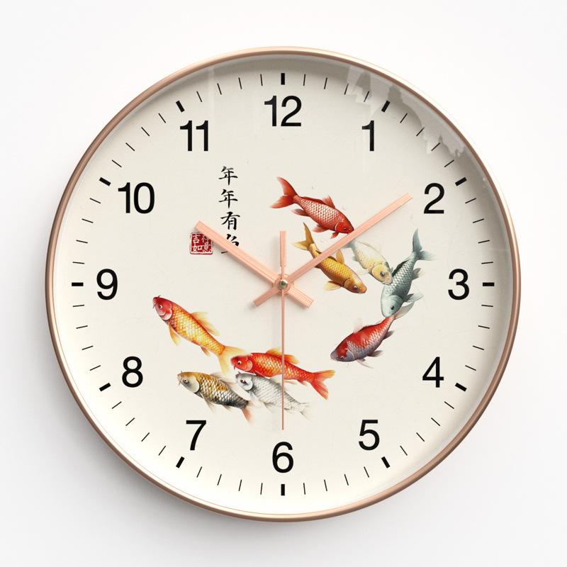 Wall Clock New Chinese Style Wall Clock Living Room Fashion Home Clock Bedroom Ultra-quiet Quartz Clock 30cm