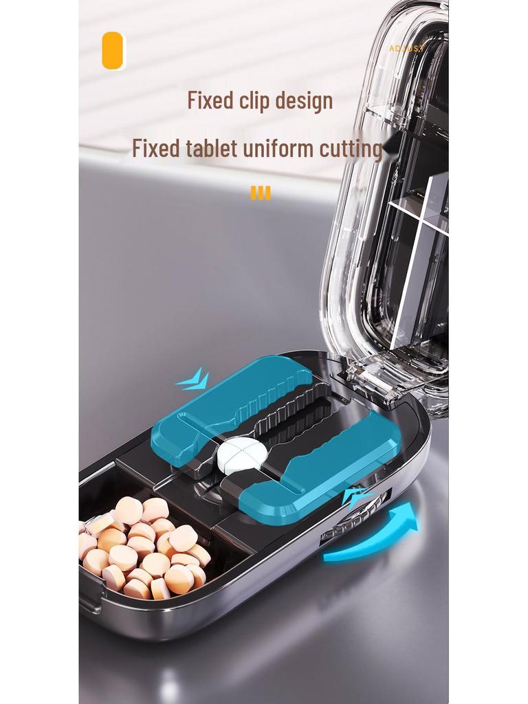 Pill Cutter & Divider: Precise 1/4 & 1/2 Cutting, Portable Pill Box
