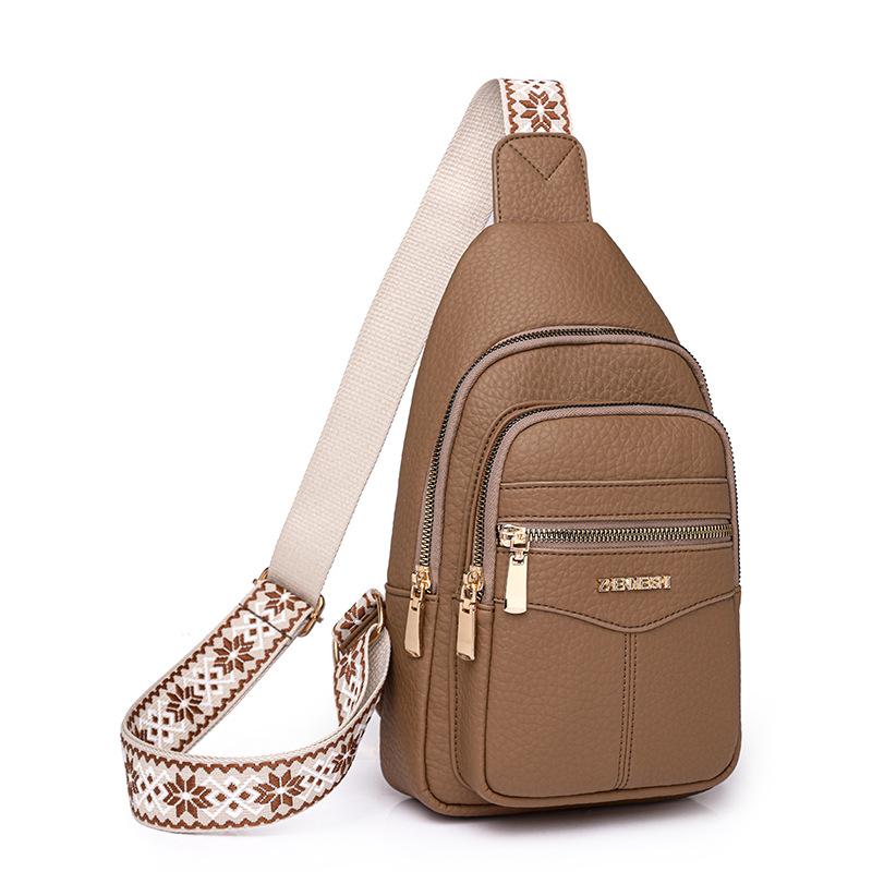 Měkká kožená náprsní taška Dámská crossbody taška Barevná taška přes rameno Sportovní taška přes rameno Dámská náprsní taška