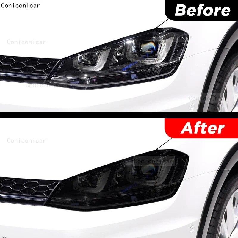 Car Headlight Protection Tint Anti-Scratch Black Protective Film TPU Stickers For Volkswagen VW Golf 7 MK7 2014- Accessories