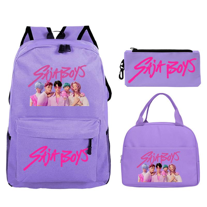 Kpop Peripheral Printing Student Schoolbag Large Capacity Casual Backpack Three-Piece Set