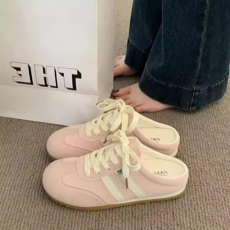 Baotou slippers women's summer wear new shoes half drag white shoes one pedal casual shoes