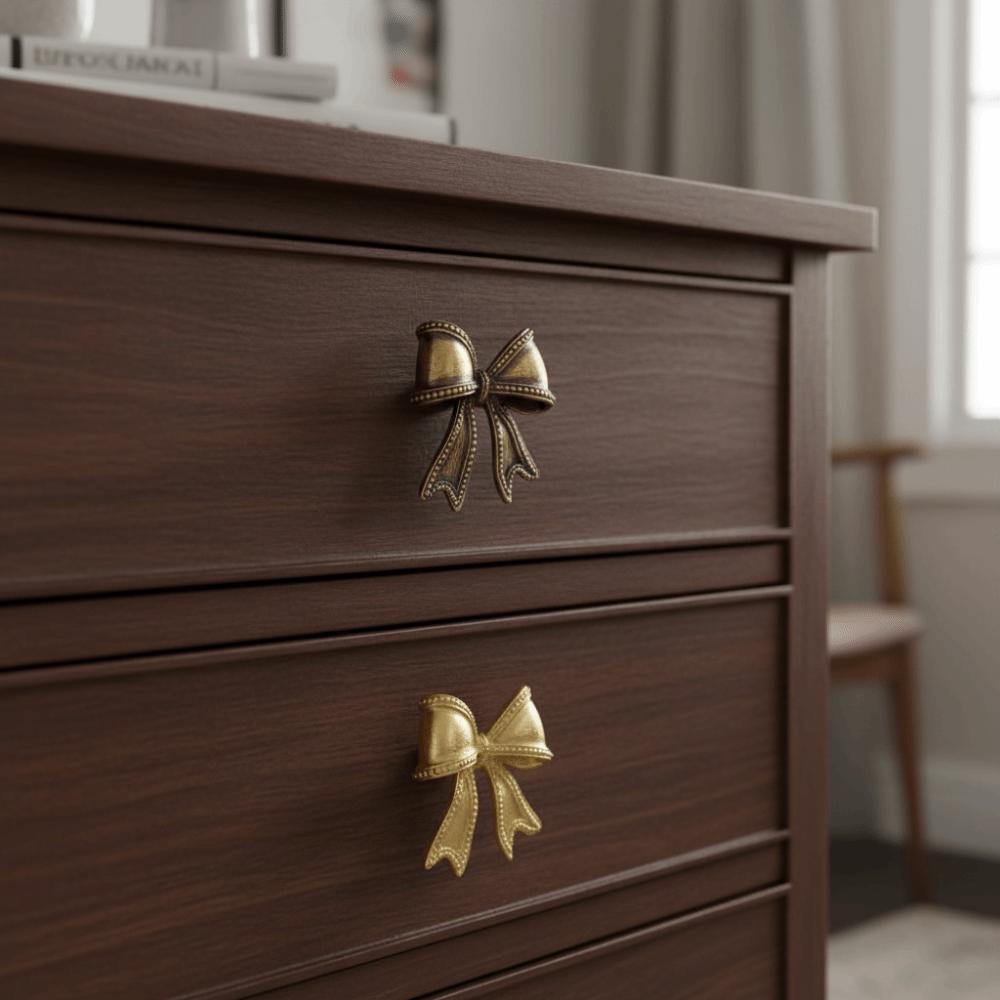 Retro Bow Shape Bow Tie Brass Handle Home Decor Retro Style Bow Drawer Pulls Cabinet Pulls Wardrobe