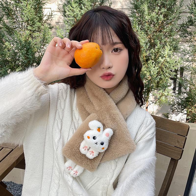 Plüschschal für Damen im koreanischen Stil: Hochwertige Wärme, verdickter Kragen für Herbst/Winter.