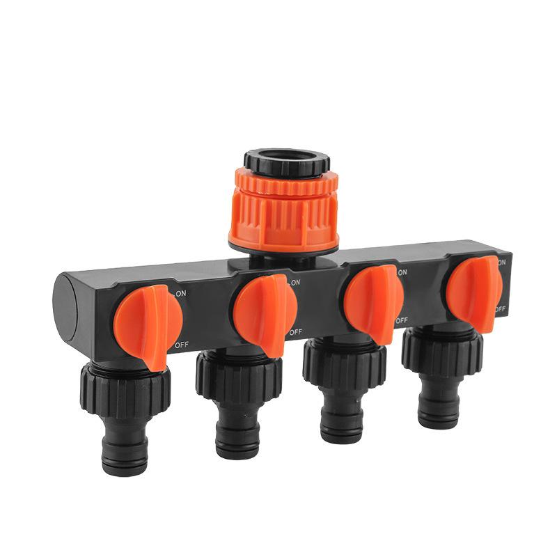 4-Way Garden Hose Splitter with 4 Independent Switches Connector for Outdoor Watering Systems for Lawn, Garden and Car Wash Sprinkler Systems