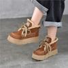 Genuine Leather Thick Soled Plush Warm Short Boots Casual And Versatile Lace Up Women's Cotton Shoes