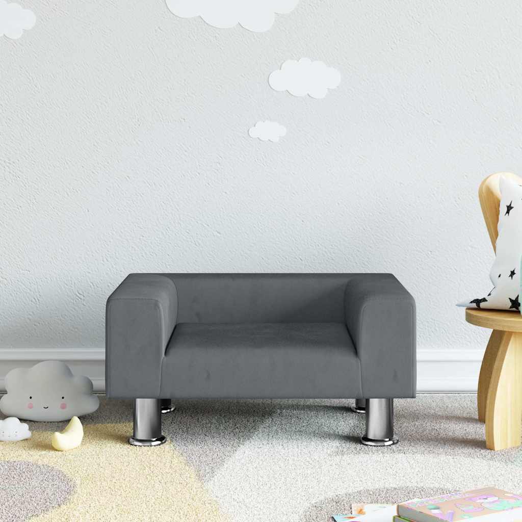 Vidaxl Sofa Dla Dzieci, Ciemnoszara, 50X40X26,5 Cm, Aksamitna