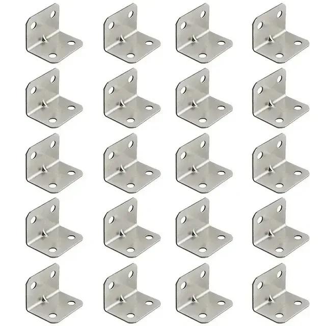 20Pcs Metal 90-Degree Angle Iron Brackets | Furniture Fixed Connectors for Table/Chair/Cabinet/Wardrobe
